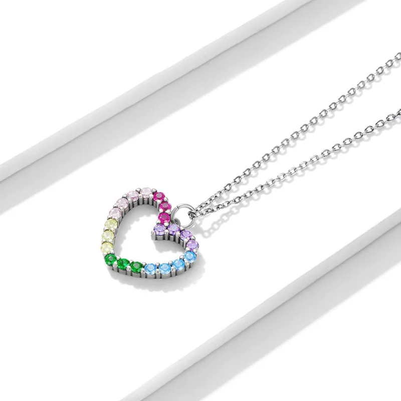 (Bild für) Halskette mit Anhänger „Liebe zum Regenbogen“ im Pandora-Stil aus Silber - SCN44 - Ansicht 3