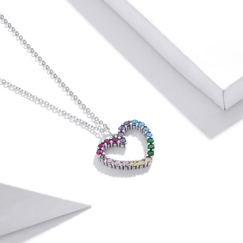(Bild für) Halskette mit Anhänger „Liebe zum Regenbogen“ im Pandora-Stil aus Silber - SCN44 - Ansicht 2