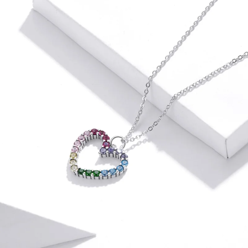 (Bild für) Halskette mit Anhänger „Liebe zum Regenbogen“ im Pandora-Stil aus Silber - SCN44 - Ansicht 4