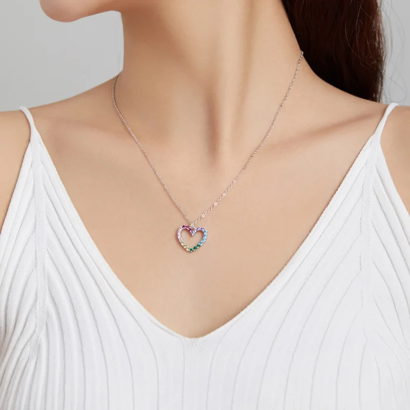 (Bild für) Halskette mit Anhänger „Liebe zum Regenbogen“ im Pandora-Stil aus Silber - SCN44 - Ansicht 8