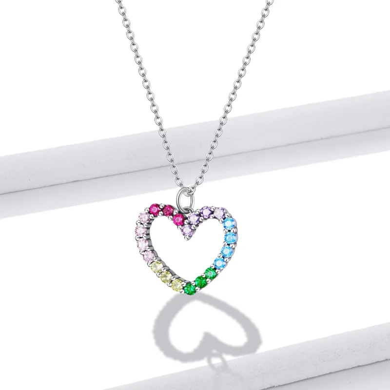 (Bild für) Halskette mit Anhänger „Liebe zum Regenbogen“ im Pandora-Stil aus Silber - SCN44 - Ansicht 11