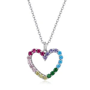 (Bild für) Halskette mit Anhänger „Liebe zum Regenbogen“ im Pandora-Stil aus Silber - SCN449