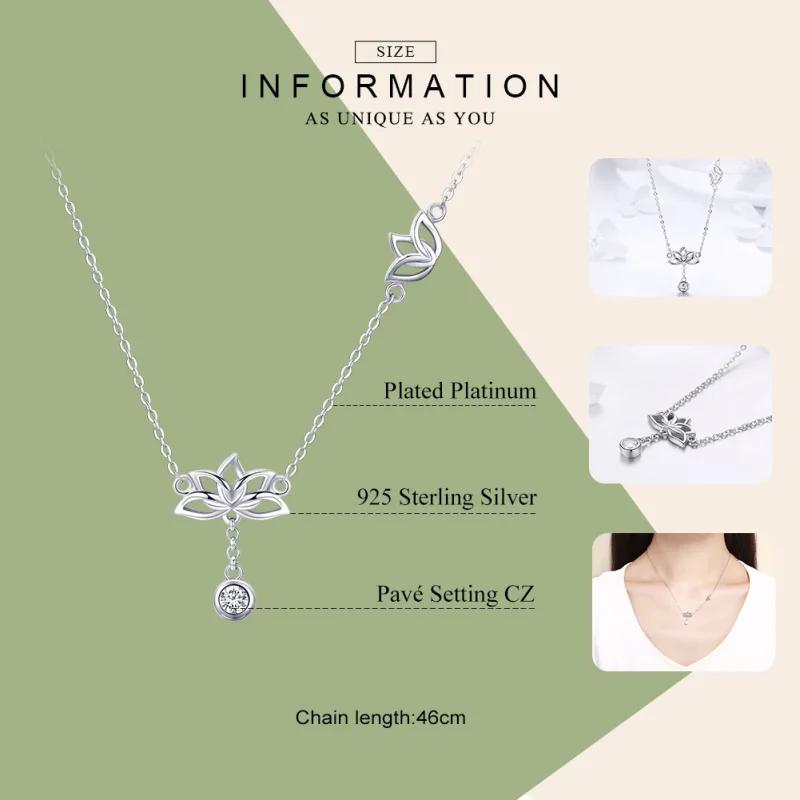 (Bild für) Halskette mit frischem Lotus-Anhänger aus Silber im Pandora-Stil - BSN012 - Ansicht 7