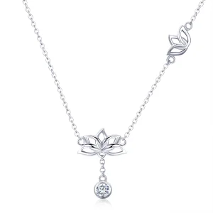 (Bild für) Halskette mit frischem Lotus-Anhänger aus Silber im Pandora-Stil - BSN012