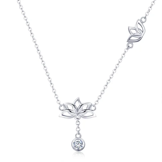 (Bild für) Halskette mit frischem Lotus-Anhänger aus Silber im Pandora-Stil - BSN012