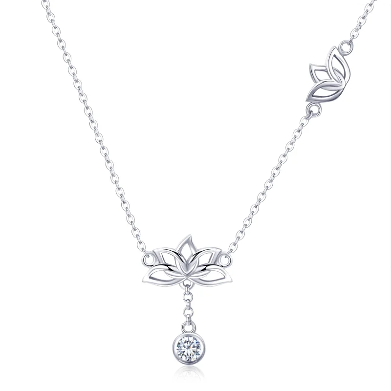 (Bild für) Halskette mit frischem Lotus-Anhänger aus Silber im Pandora-Stil - BSN012