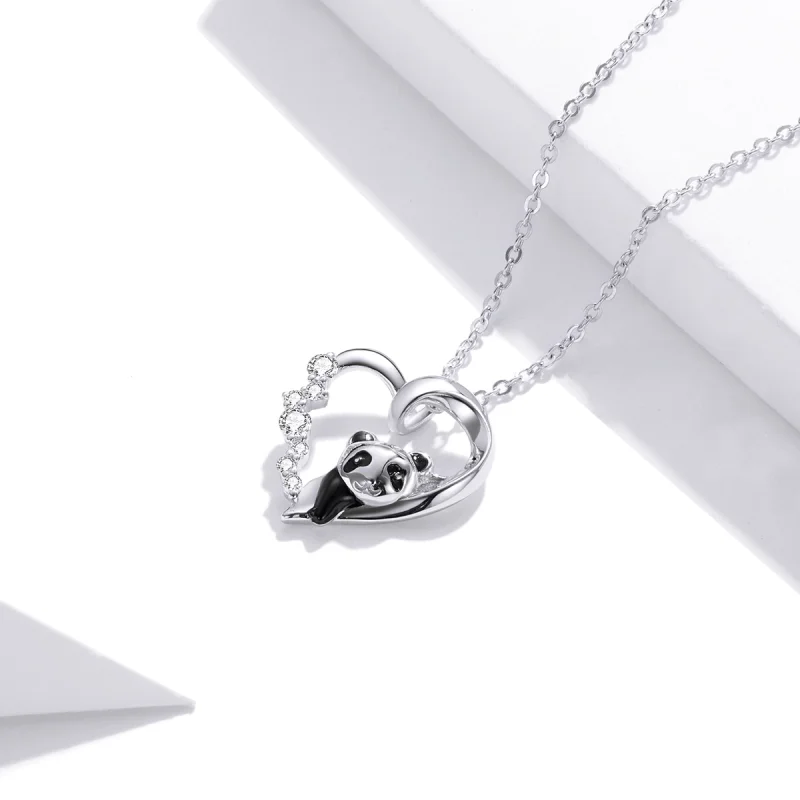 (Bild für) Halskette mit niedlichem kleinen Panda-Anhänger aus Silber im Pandora-Stil - SCN - Ansicht 2