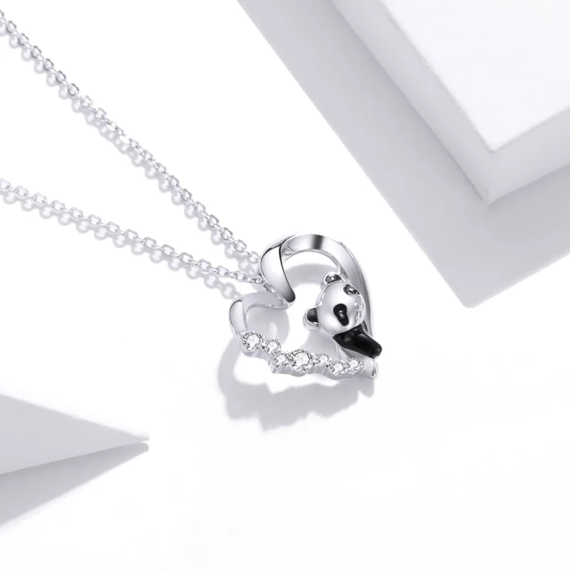 (Bild für) Halskette mit niedlichem kleinen Panda-Anhänger aus Silber im Pandora-Stil - SCN - Ansicht 3