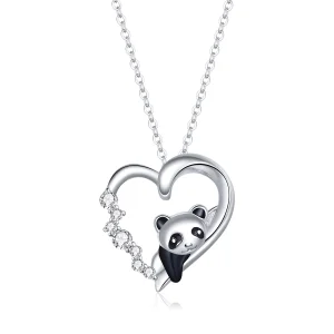 (Bild für) Halskette mit niedlichem kleinen Panda-Anhänger aus Silber im Pandora-Stil - SCN453