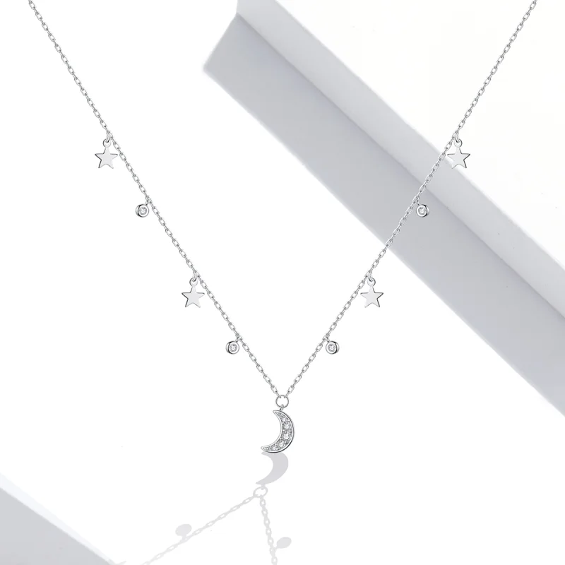 (Bild für) Halskette mit Traum-Stern-Mond-Anhänger im Pandora-Stil aus Silber - SCN420 - Ansicht 5