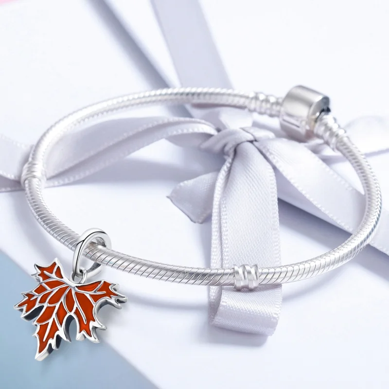(Bild für) Pandora-Stil Spätherbst-Ahornblätter-Halskettenanhänger - SCC585 - Ansicht 5