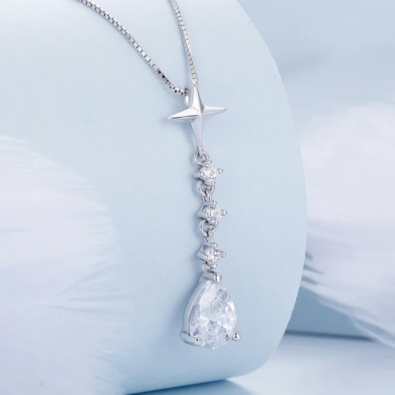 (Bild für) Pandora-Stil Starburst-Wassertropfen-Halskette - BSN259 - Ansicht 2