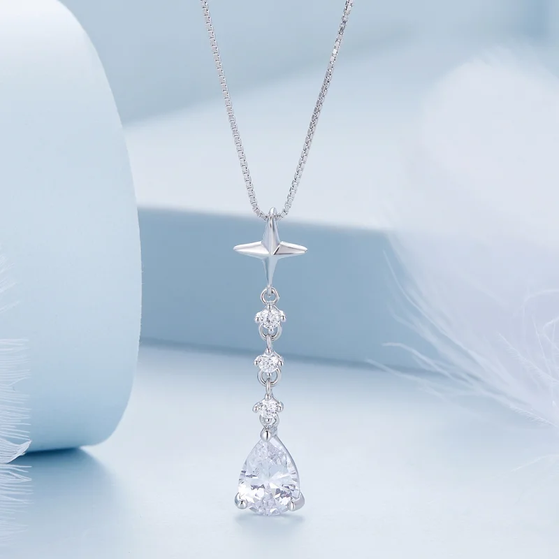 (Bild für) Pandora-Stil Starburst-Wassertropfen-Halskette - BSN259 - Ansicht 3