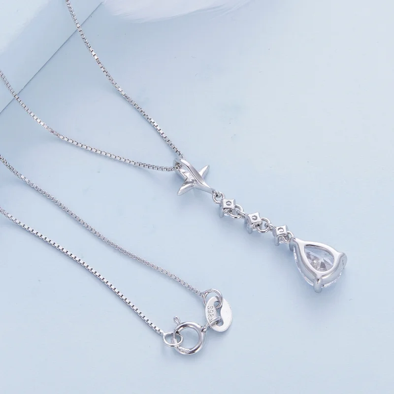 (Bild für) Pandora-Stil Starburst-Wassertropfen-Halskette - BSN259 - Ansicht 4