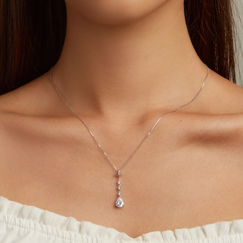 (Bild für) Pandora-Stil Starburst-Wassertropfen-Halskette - BSN259 - Ansicht 6