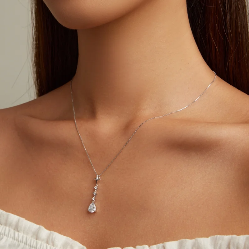 (Bild für) Pandora-Stil Starburst-Wassertropfen-Halskette - BSN259 - Ansicht 7