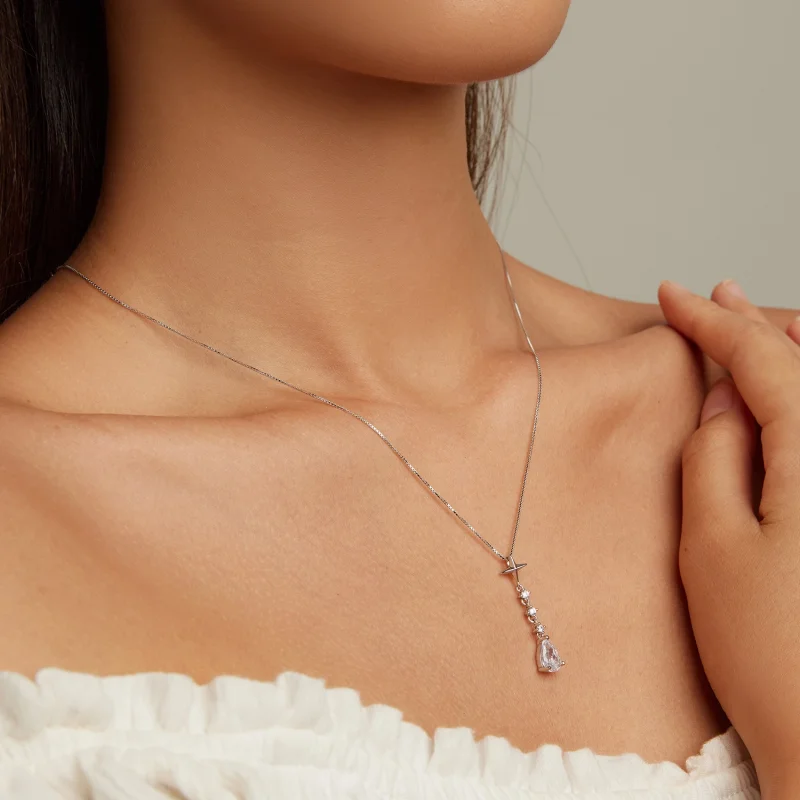 (Bild für) Pandora-Stil Starburst-Wassertropfen-Halskette - BSN259 - Ansicht 8