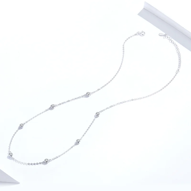 (Bild für) Romantische Glanz-Kettenhalskette im Pandora-Stil aus Silber - SCN393 - Ansicht 2