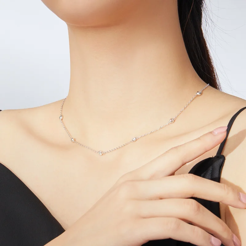 (Bild für) Romantische Glanz-Kettenhalskette im Pandora-Stil aus Silber - SCN393 - Ansicht 8