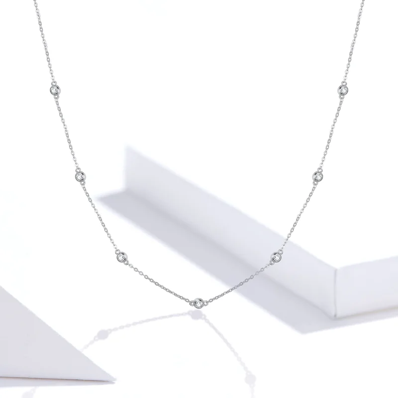 (Bild für) Romantische Glanz-Kettenhalskette im Pandora-Stil aus Silber - SCN393 - Ansicht 10