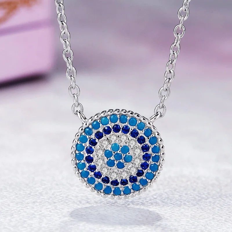 (Bild für) Silberne blaue Kreishalskette im Pandora-Stil - SCN099 - Ansicht 5