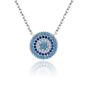 (Bild für) Silberne blaue Kreishalskette im Pandora-Stil - SCN099