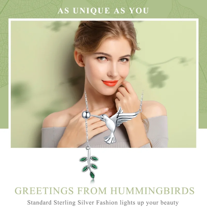 (Bild für) Silberne Halskette „Grüße von Kolibris“ im Pandora-Stil - SCN217 - Ansicht 2