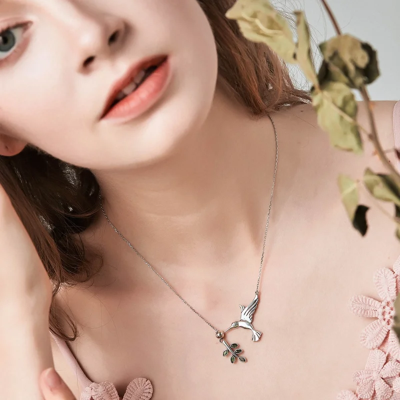 (Bild für) Silberne Halskette „Grüße von Kolibris“ im Pandora-Stil - SCN217 - Ansicht 7