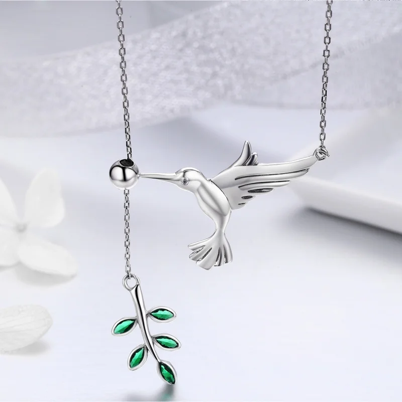 (Bild für) Silberne Halskette „Grüße von Kolibris“ im Pandora-Stil - SCN217 - Ansicht 10
