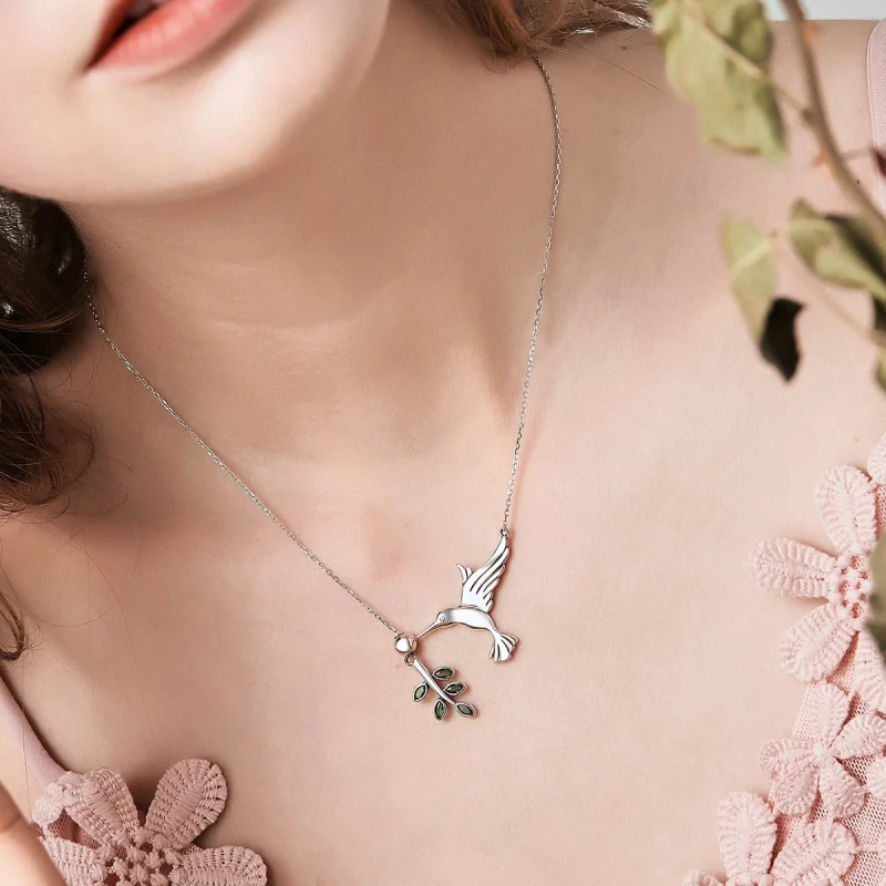 (Bild für) Silberne Halskette „Grüße von Kolibris“ im Pandora-Stil - SCN217 - Ansicht 13