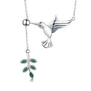 (Bild für) Silberne Halskette „Grüße von Kolibris“ im Pandora-Stil - SCN217