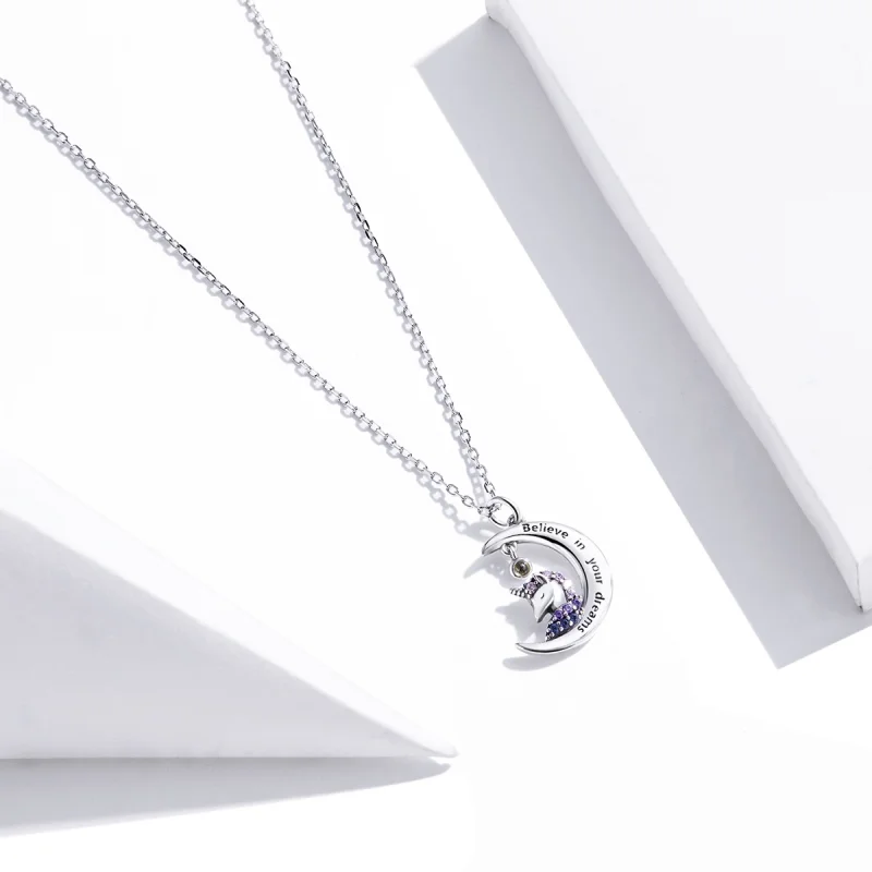 (Bild für) Silberne Halskette mit „Believe in Your Dreams“-Anhänger im Pandora-Stil - SCN41 - Ansicht 2