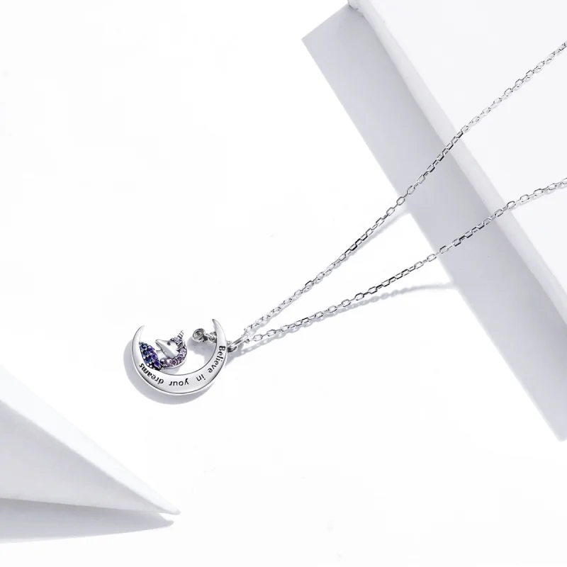 (Bild für) Silberne Halskette mit „Believe in Your Dreams“-Anhänger im Pandora-Stil - SCN41 - Ansicht 4