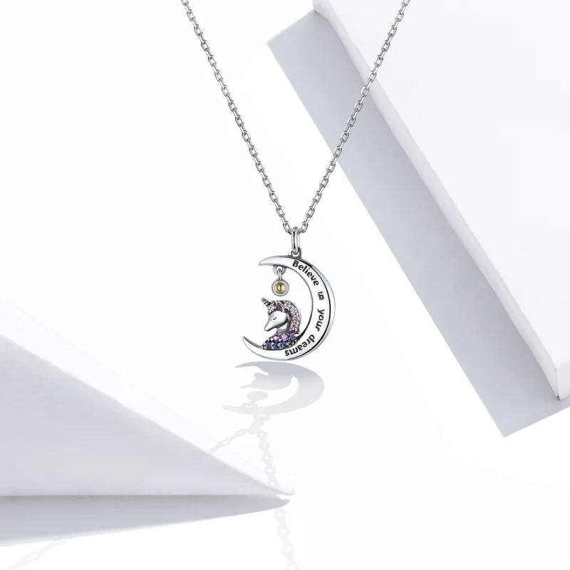 (Bild für) Silberne Halskette mit „Believe in Your Dreams“-Anhänger im Pandora-Stil - SCN41 - Ansicht 5