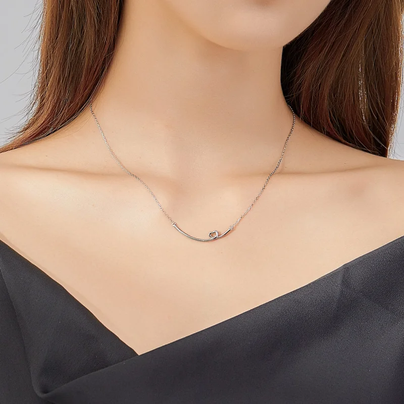 (Bild für) Silberne „Happy Smile“-Halskette im Pandora-Stil - SCN381 - Ansicht 8