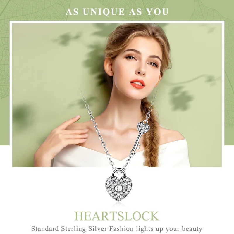 (Bild für) Silberne Heartslock-Halskette im Pandora-Stil - SCN315 - Ansicht 2
