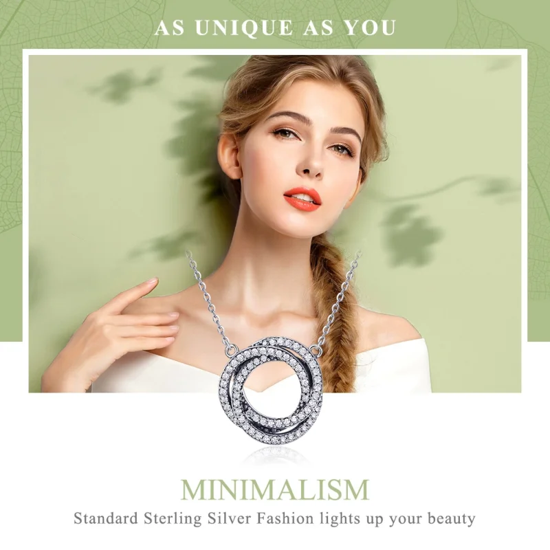 (Bild für) Silberne Minimalismus-Halskette im Pandora-Stil - SCN259 - Ansicht 2