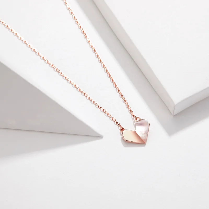 (Bild für) Silberne Origami-Herz-Halskette im Pandora-Stil - SCN330 - Ansicht 3