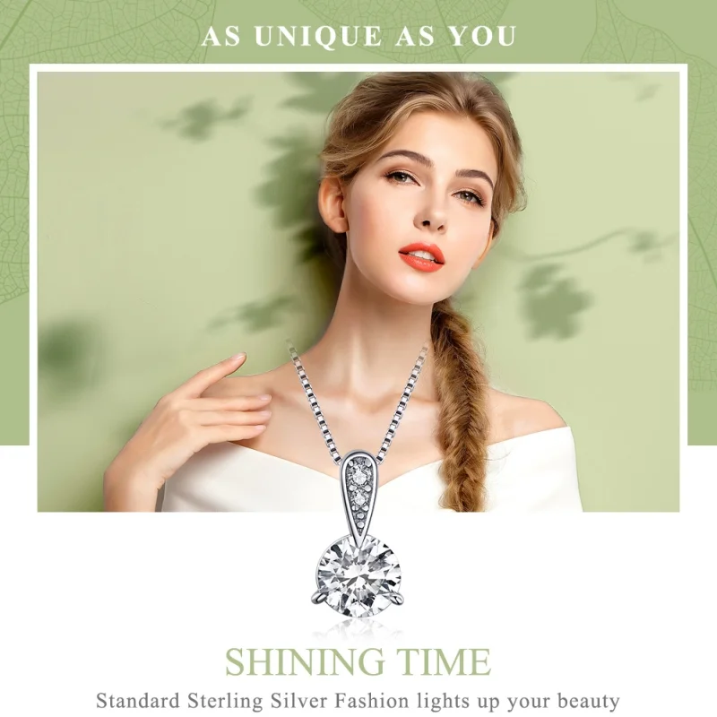 (Bild für) Silberne „Shining Time“-Halskette im Pandora-Stil - SCN314 - Ansicht 3