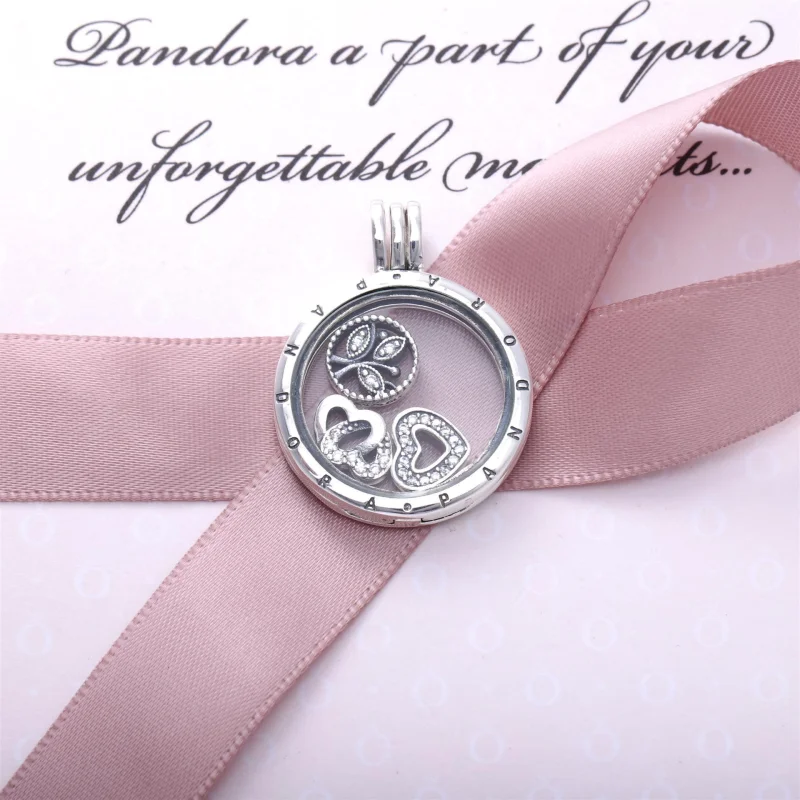 (Bild für) Großes schwebendes PANDORA-Medaillon und Love & Family Petites-Halskette - R8000 - Ansicht 4