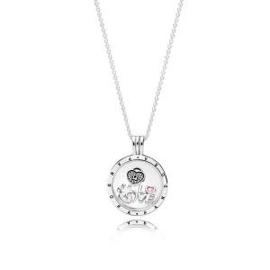 (Bild für) Mittleres schwebendes PANDORA-Medaillon und Forever Hearts Petites-Halskette - R800063