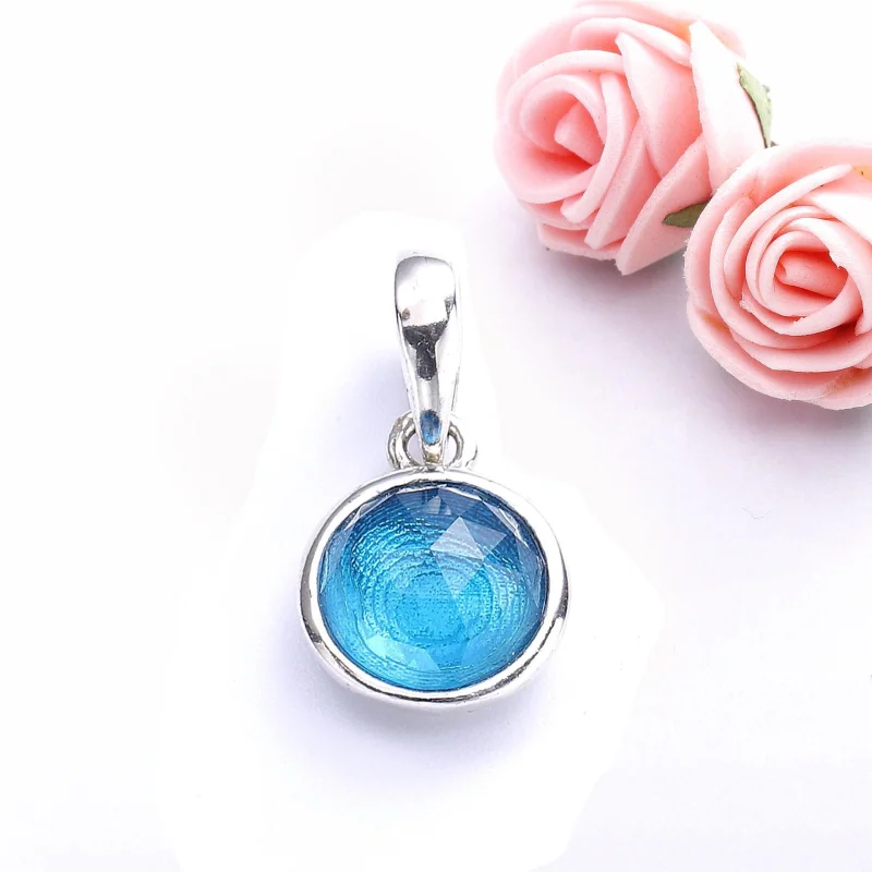 (Bild für) PANDORA March Droplet, Aqua Blue Crystal Anhänger - 390396NAB - Ansicht 2