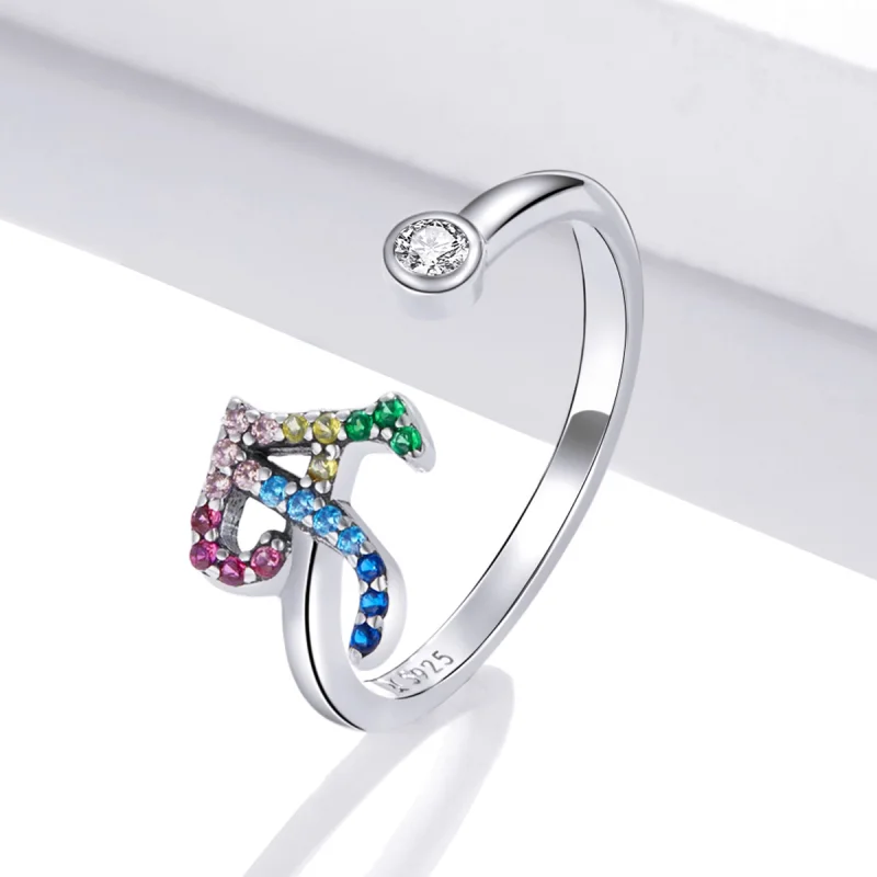 (Bild für) Bunter offener Ring im Pandora-Stil mit Buchstabe A - SCR723-A - Ansicht 2