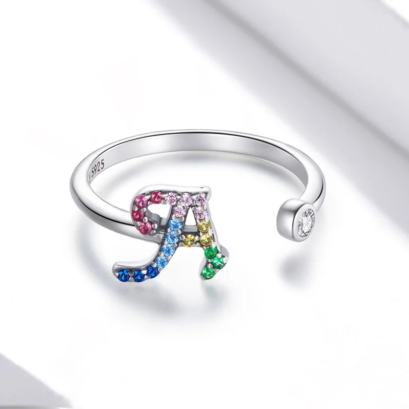 (Bild für) Bunter offener Ring im Pandora-Stil mit Buchstabe A - SCR723-A - Ansicht 3