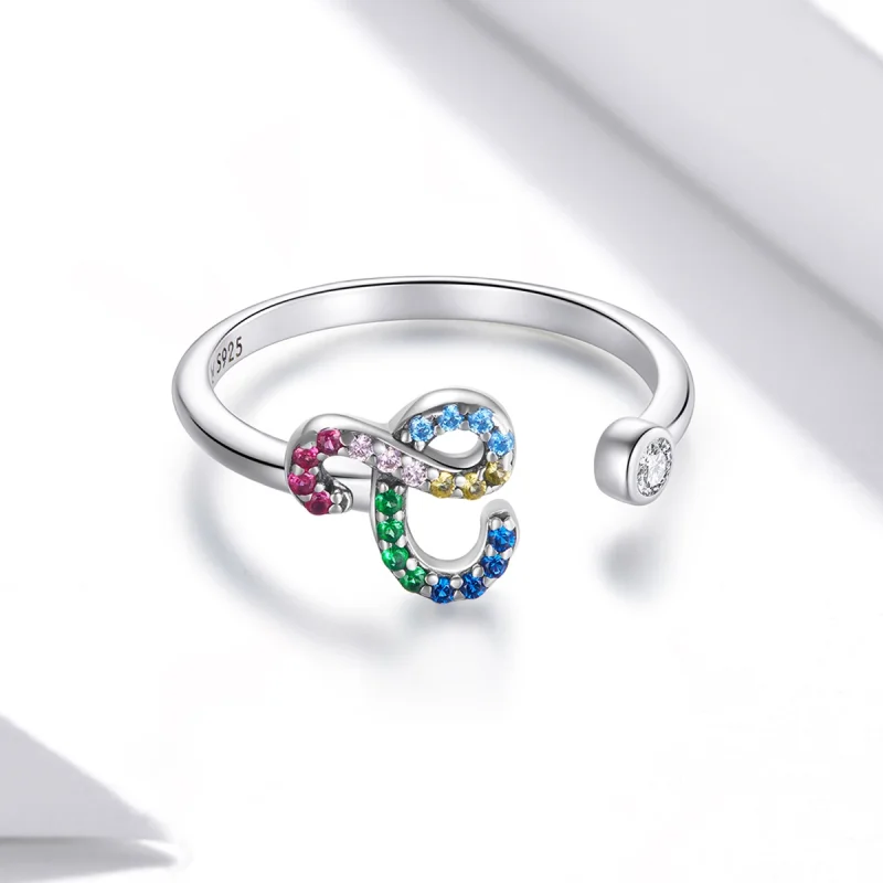 (Bild für) Bunter offener Ring im Pandora-Stil mit Buchstabe C - SCR723-C - Ansicht 3