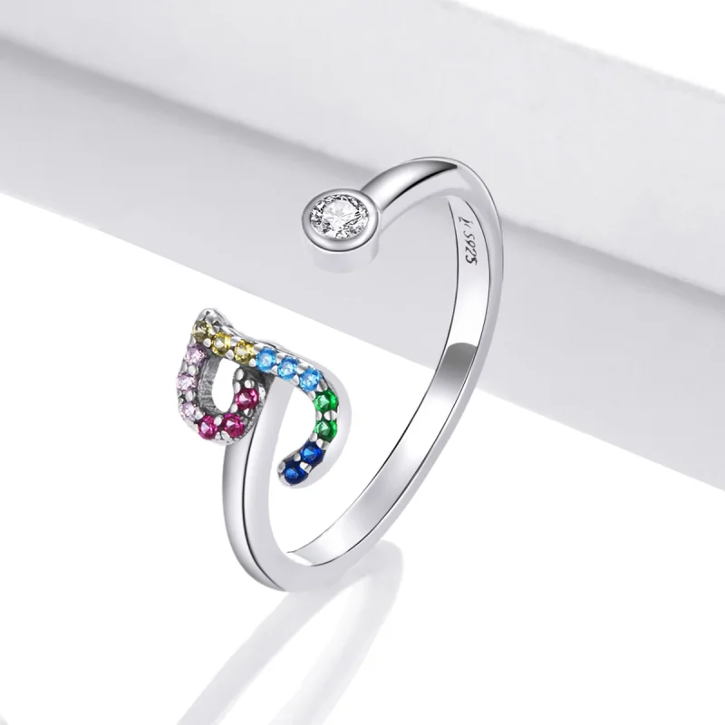 (Bild für) Bunter offener Ring im Pandora-Stil mit Buchstabe J - SCR723-J - Ansicht 2