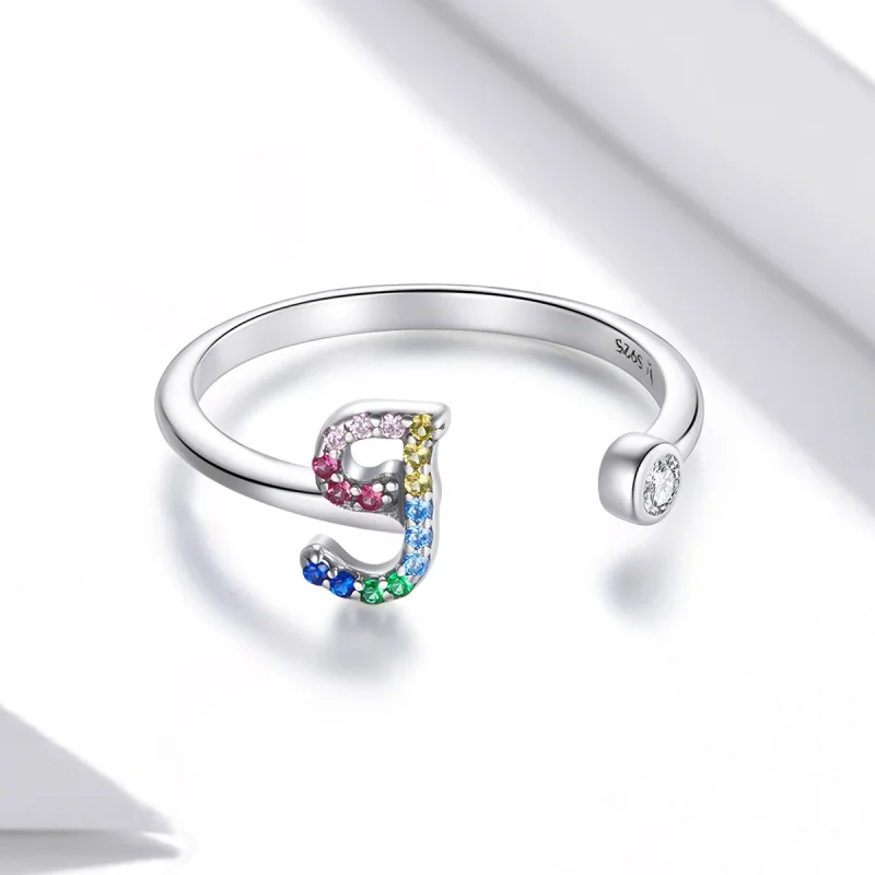 (Bild für) Bunter offener Ring im Pandora-Stil mit Buchstabe J - SCR723-J - Ansicht 3