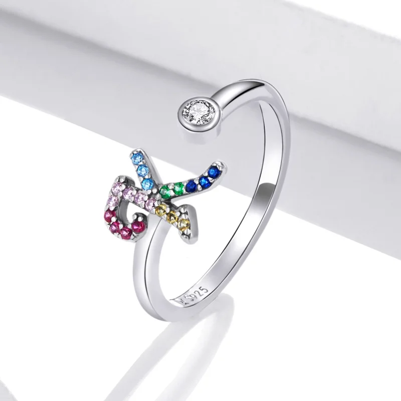 (Bild für) Bunter offener Ring im Pandora-Stil mit Buchstabe K - SCR723-K - Ansicht 2