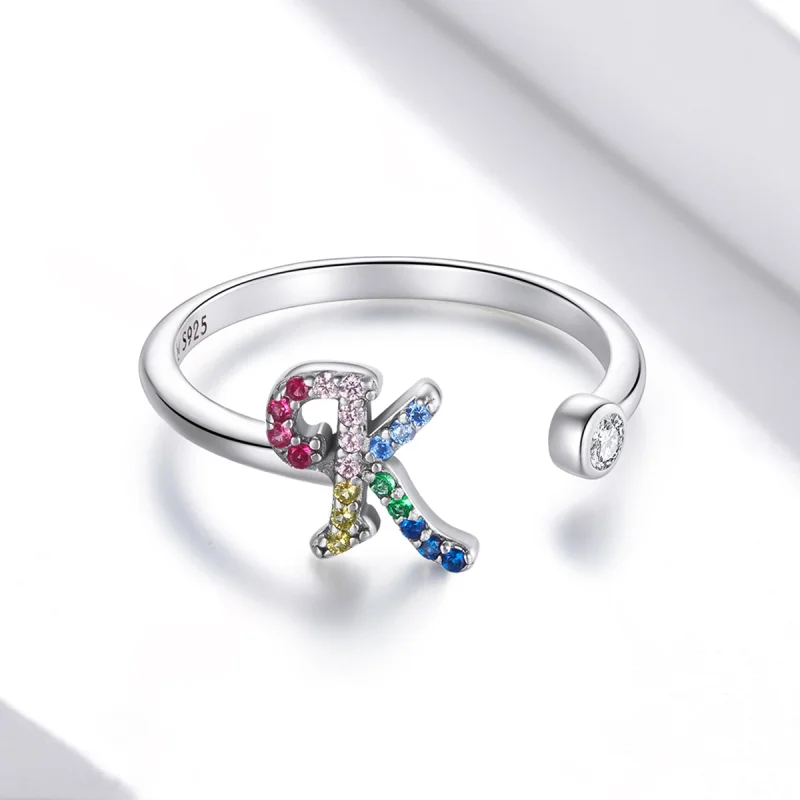 (Bild für) Bunter offener Ring im Pandora-Stil mit Buchstabe K - SCR723-K - Ansicht 3
