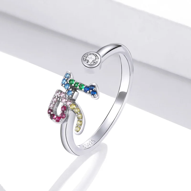 (Bild für) Bunter offener Ring im Pandora-Stil mit Buchstabe M - SCR723-M - Ansicht 2